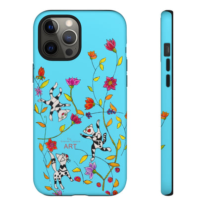 Tough Cases - iPhone - Motiv: Karierte Katzen, blau