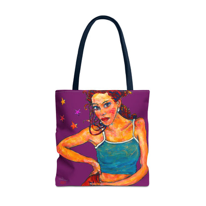 Tote Bag (AOP) Motiv: Lea, Violett Sterne