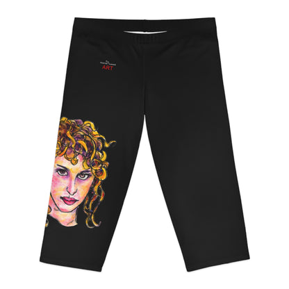 Women's Capri Leggings (AOP) -  Motiv:  Antonietta, schwarz, 3