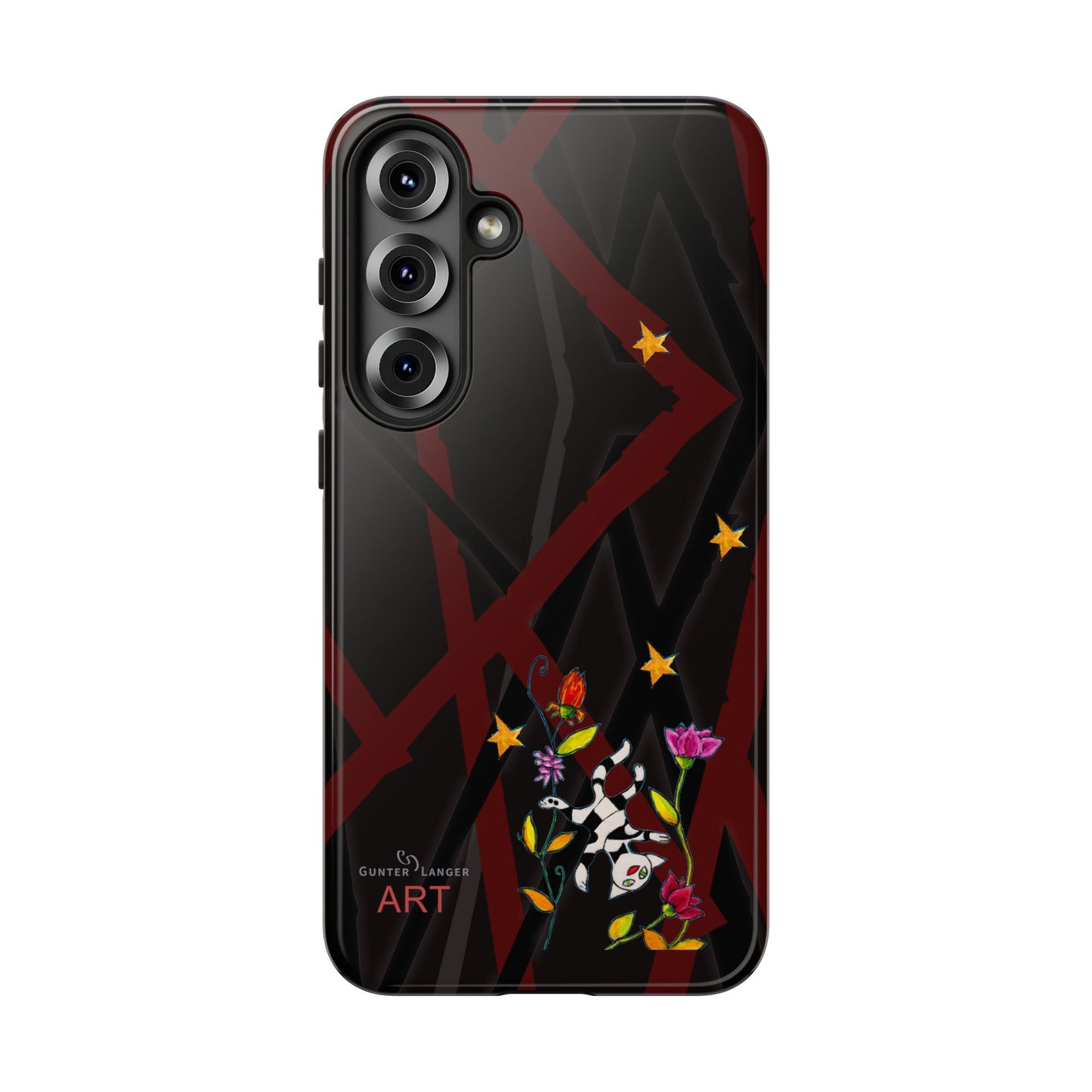 Tough Cases - Google Pixel - Samsung Galaxy - Motiv: Katze schwebt und Ranken, H 5,26 cm, Mikado3