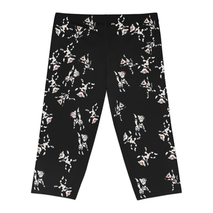 Women's Capri Leggings (AOP) -  Motiv: viele Katzen T3, schwarz