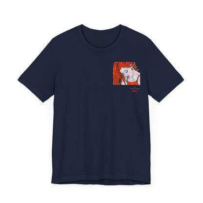 Unisex Jersey Short Sleeve Tee - Motiv: Front Julia (Ausschnitt) & Rückseite Julia, H 49 cm