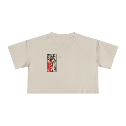 Women's Crop Tee  - Motiv: Front Ria (Ausschnitt H 13,5 cm), & Rückseite Ria, H 24,8 cm