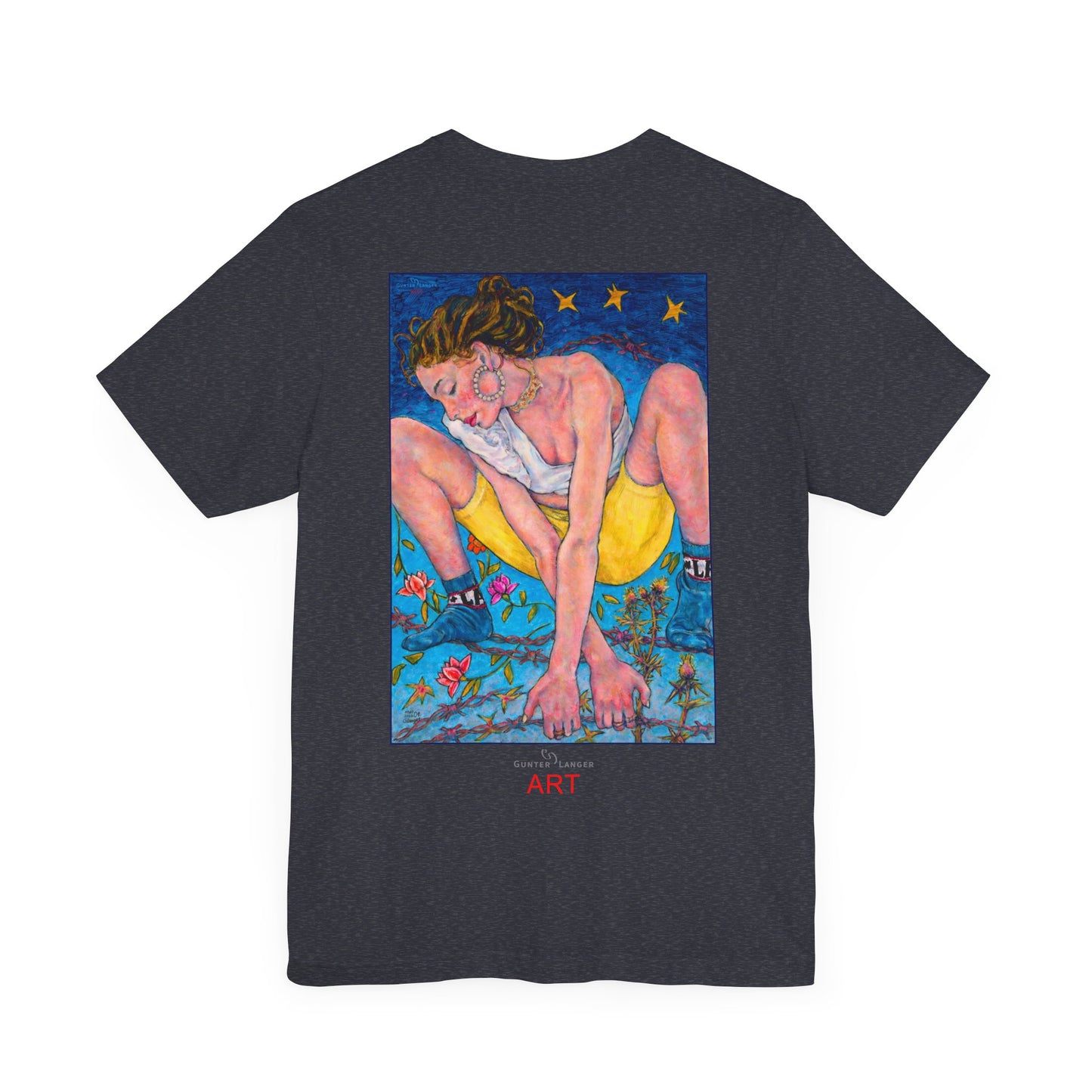 Unisex Jersey Short Sleeve Tee - Motiv: Front Alva, H 26 cm & Rückseite Alva, H 41 cm