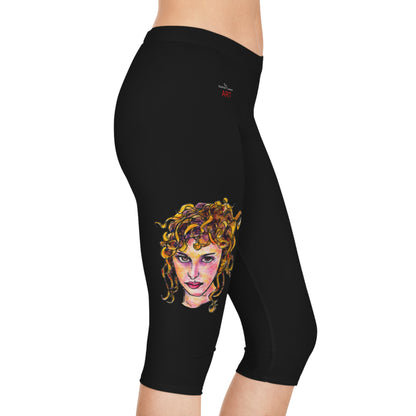 Women's Capri Leggings (AOP) -  Motiv: Antonietta, schwarz, 1