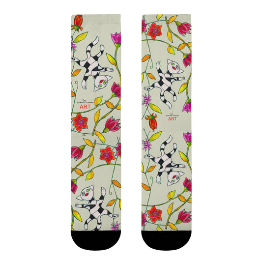 Sublimation Crew Socks (EU) - Motiv: Katze fliegt durch Ranken L