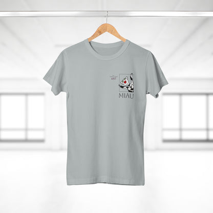 Single Jersey Women's T-shirt - hell - Motiv: Miau, H 9,7 cm