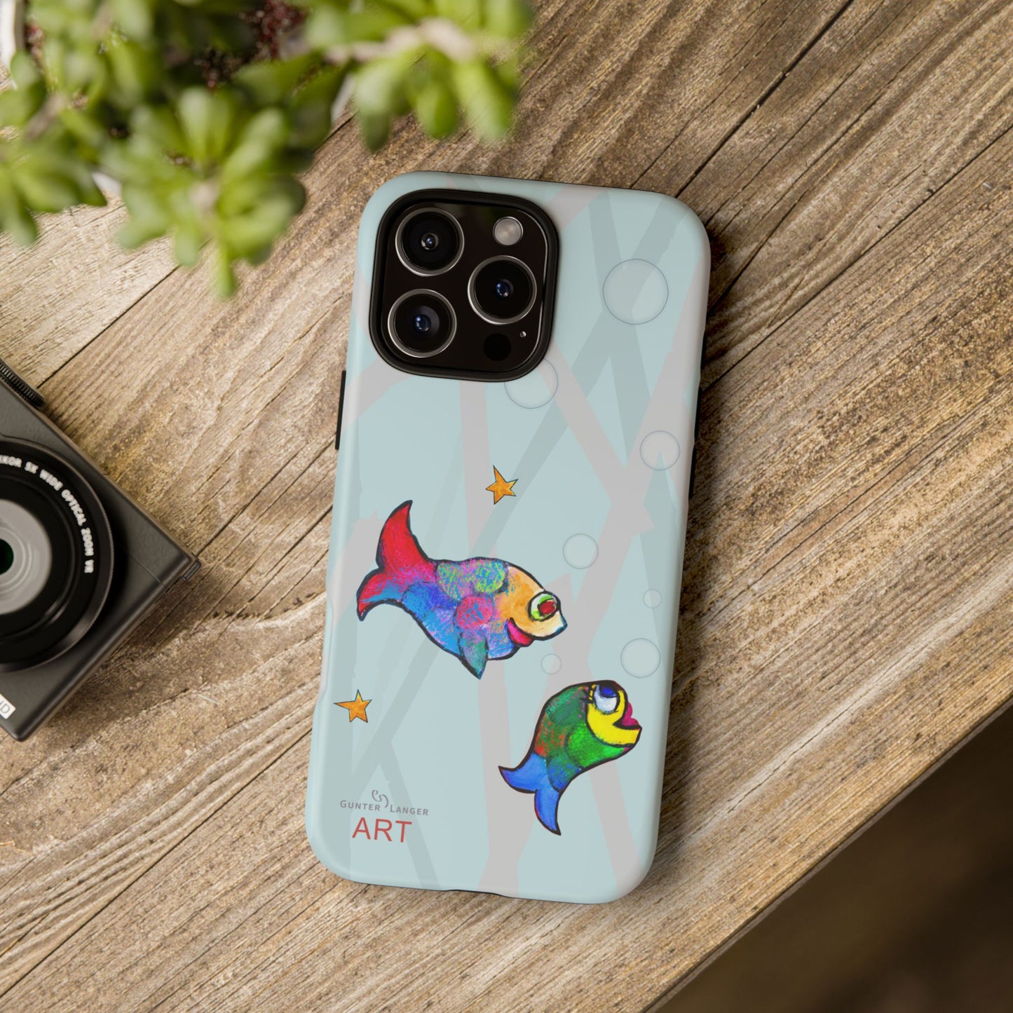 Tough Cases - iPhone - Motiv: "Fische", Mikado blau