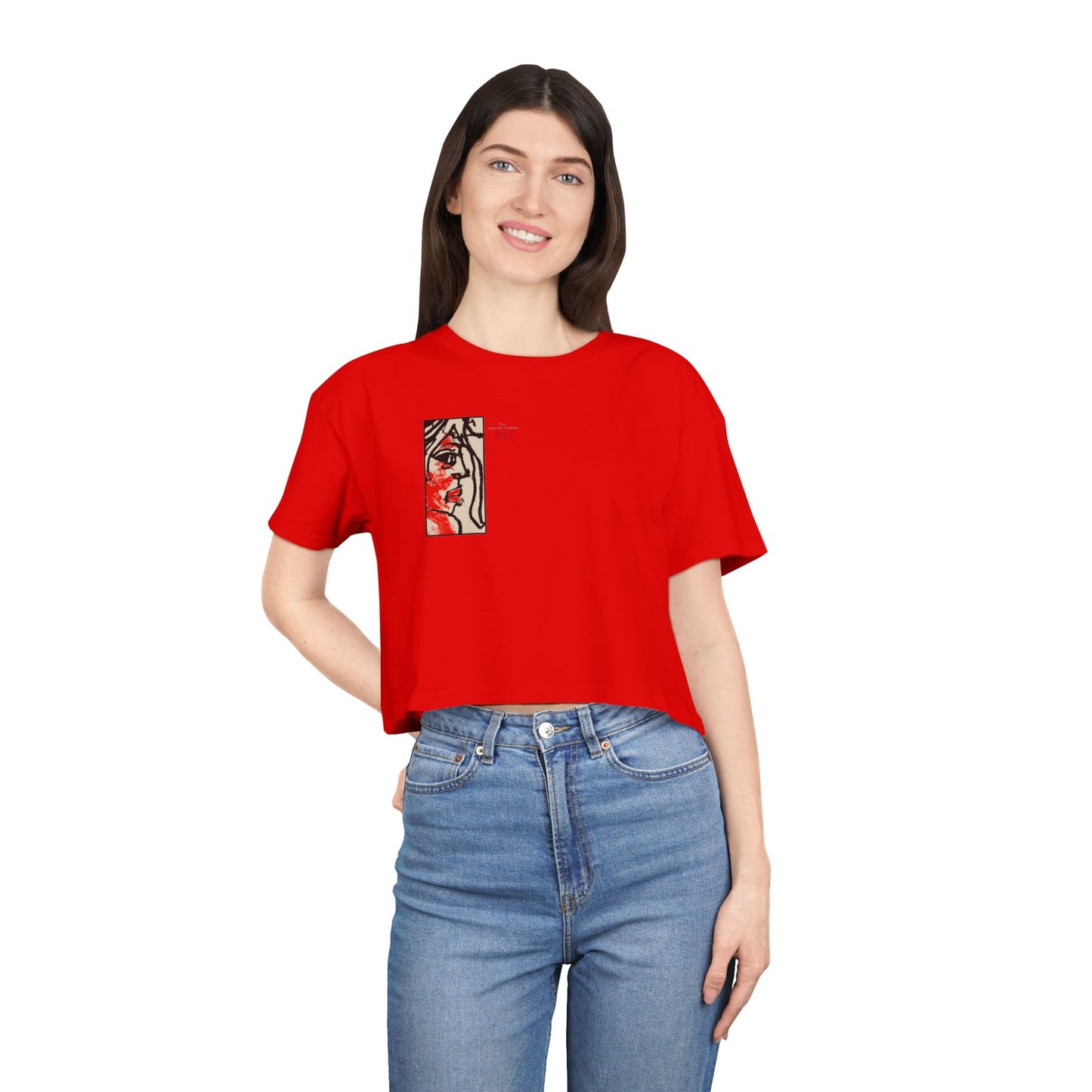 Women's Crop Tee  - Motiv: Front Ria (Ausschnitt H 13,5 cm), & Rückseite Ria, H 24,8 cm