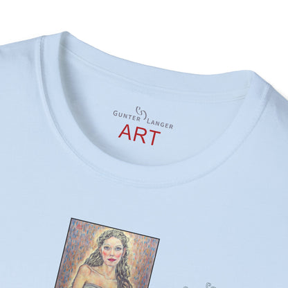 Unisex Softstyle T-Shirt - Motiv: Front Marie, H25 cm & Rückseite Marie, H 49 cm, Neck Label