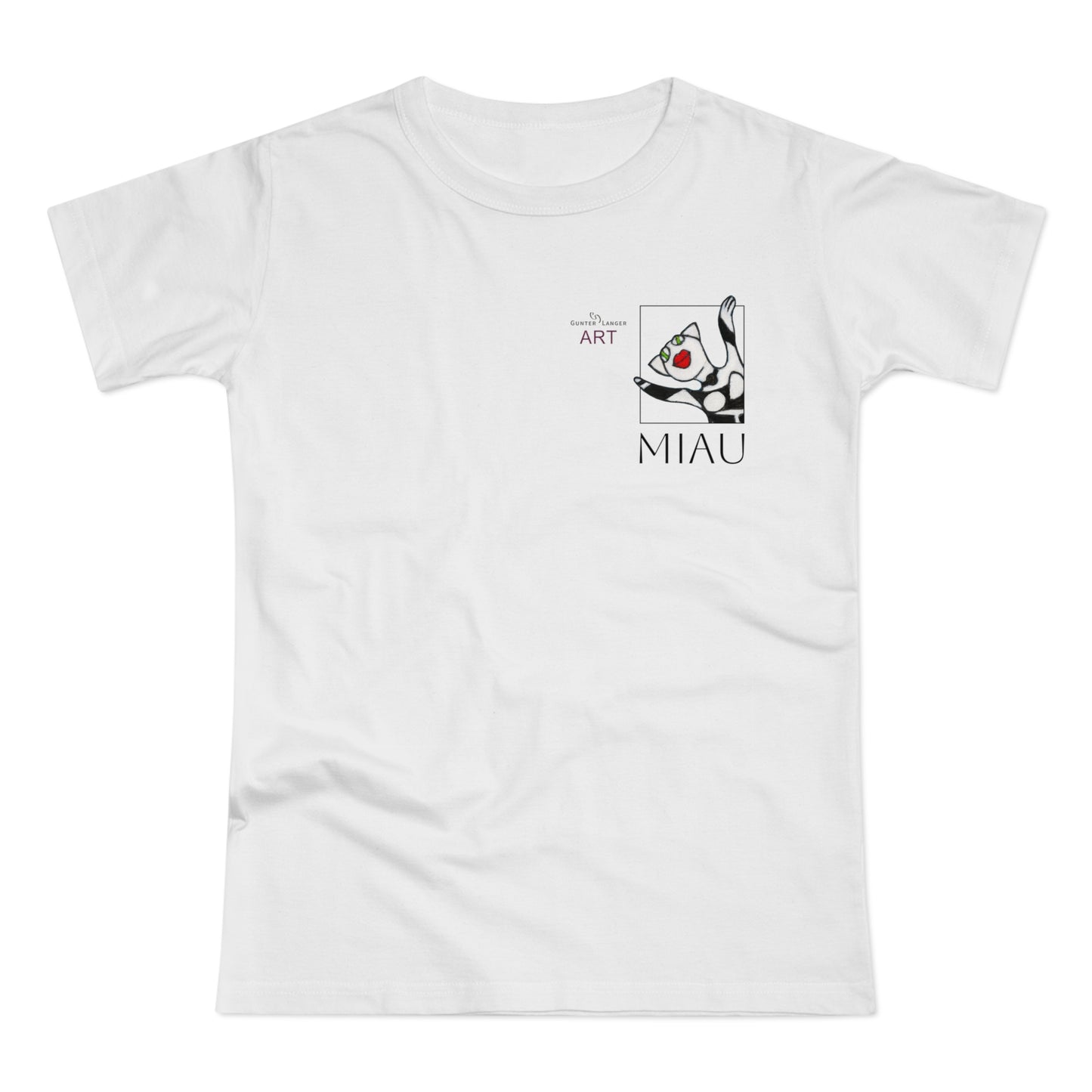 Single Jersey Women's T-shirt - hell - Motiv: Miau, H 9,7 cm