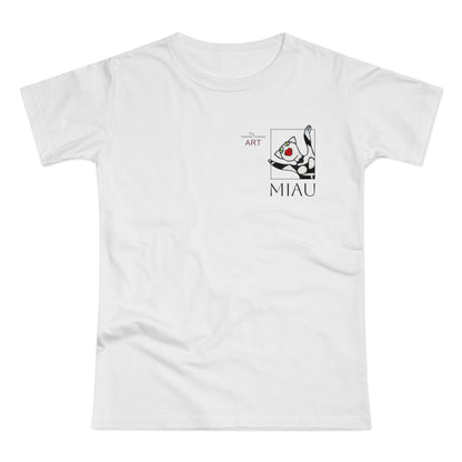 Single Jersey Women's T-shirt - hell - Motiv: Miau, H 9,7 cm