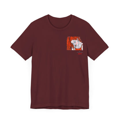 Unisex Jersey Short Sleeve Tee - Motiv: Front Julia (Ausschnitt) & Rückseite Julia, H 49 cm