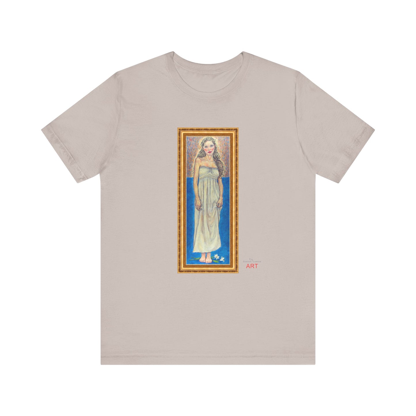 Unisex Jersey Short Sleeve Tee - Motiv: Front Marie, H 35,5 cm Goldrahmen