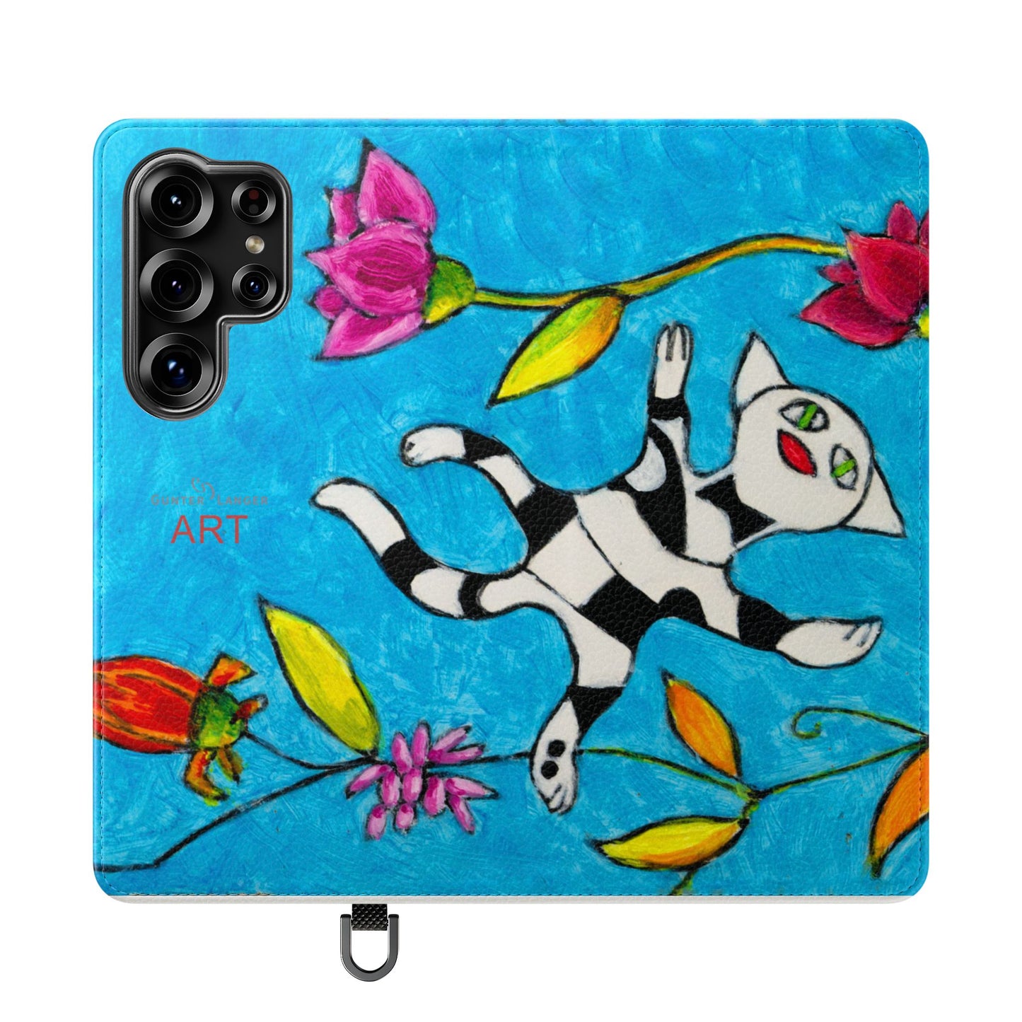 Flip Cases - Motiv: Gescheckte Katze schwebt