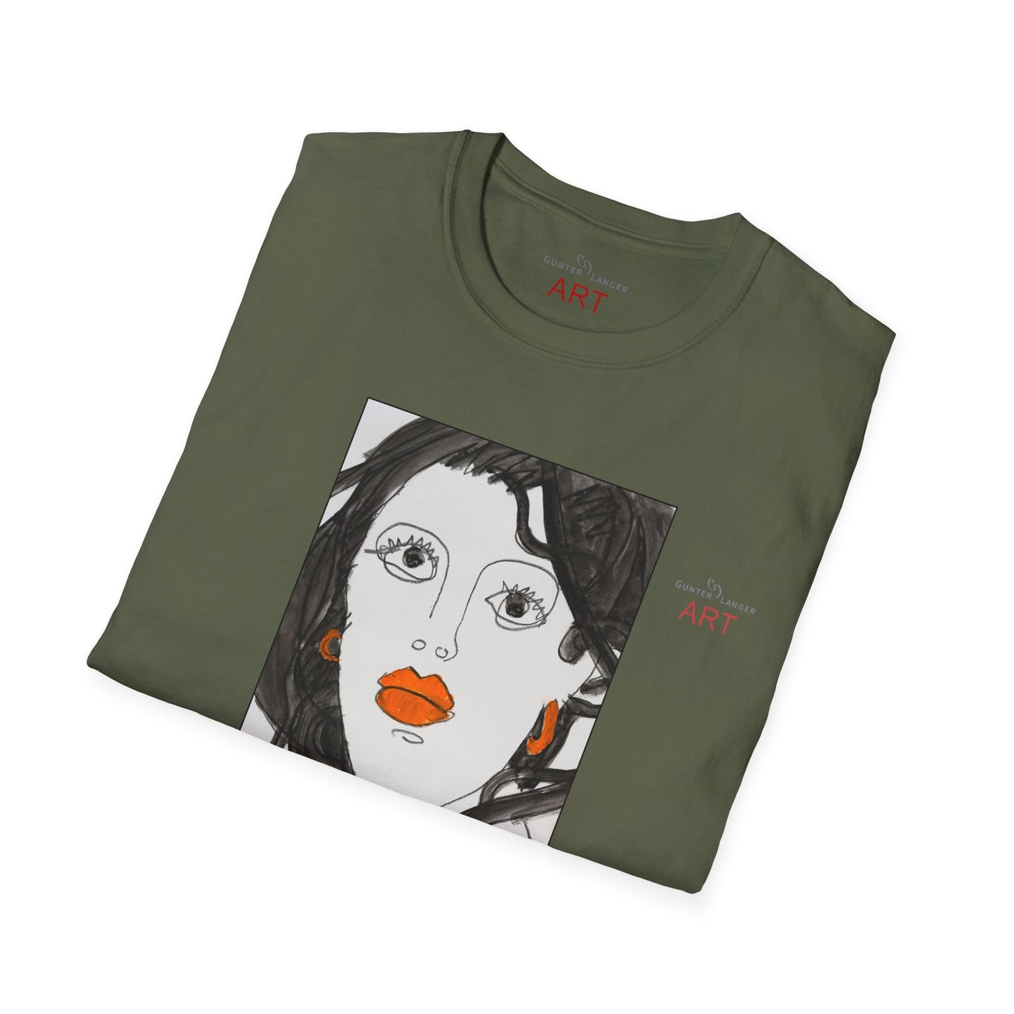 Unisex Softstyle T-Shirt - Motiv: Front & Rückseite Edda, 28,5 cm, Neck Label