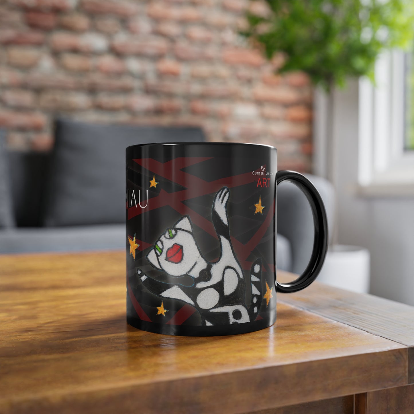 Black Coffee Cup, 11oz - Motiv: Miau 1S & Mikado Schwarz 2