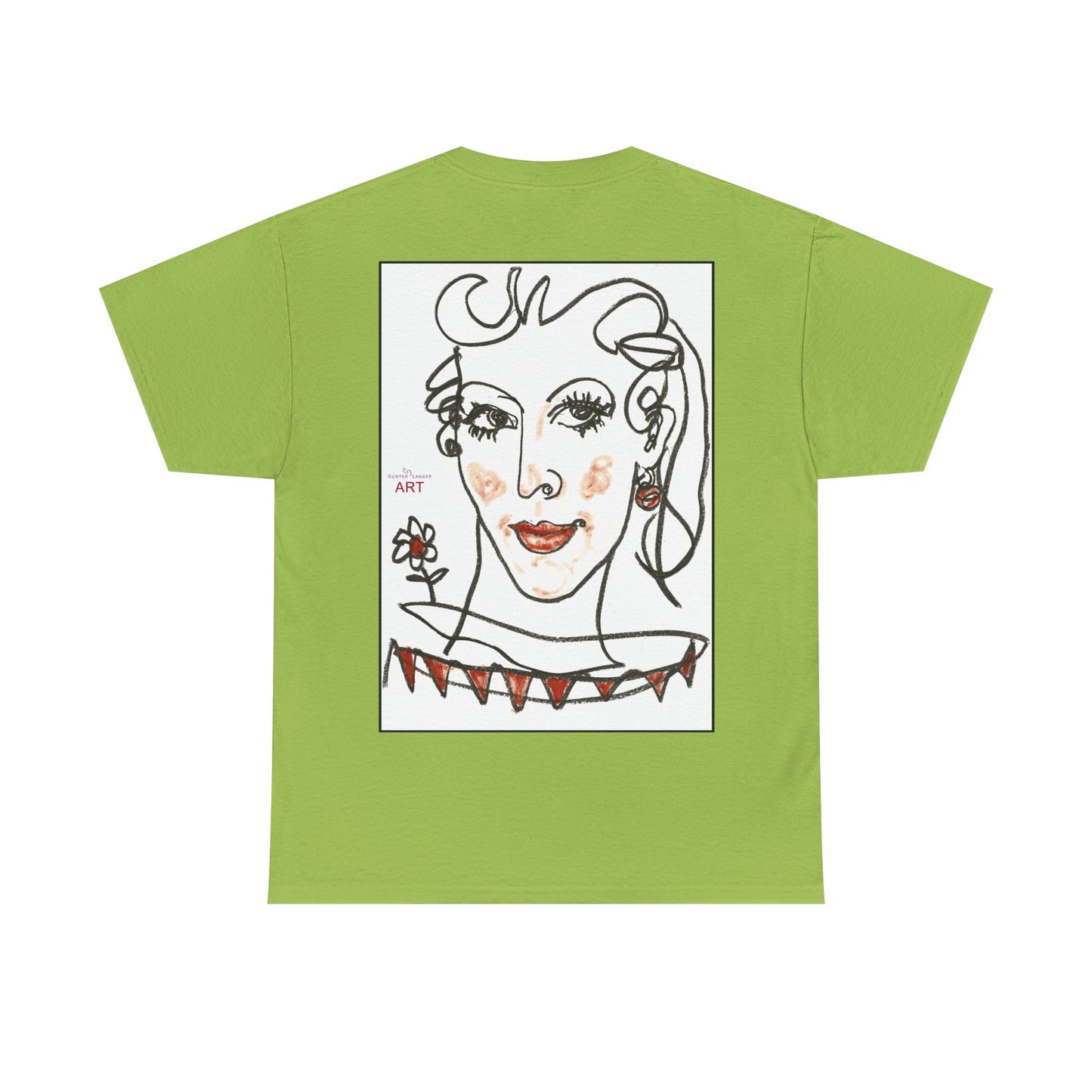 Unisex Heavy Cotton Tee - Motiv:  Front Lina H 11 cm & Rückseite Lina, H 49 cm, Neck Label