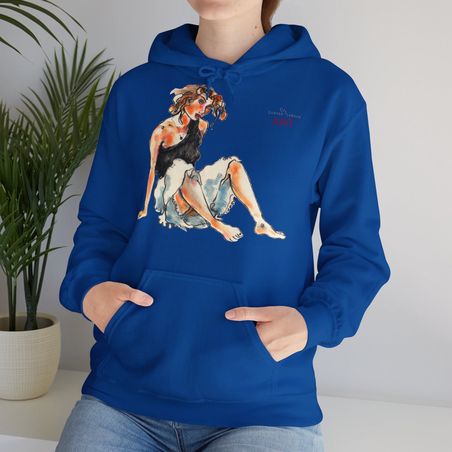 Unisex Heavy Blend™ Hooded Sweatshirt - Motiv Frontseite "Rosa", H 28 cm & Rückseite "Rosa", H 34 cm