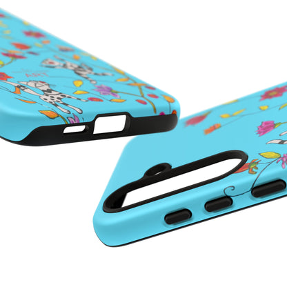 Tough Cases - Google Pixel - Samsung Galaxy - Motiv: Karierte Katzen, blau