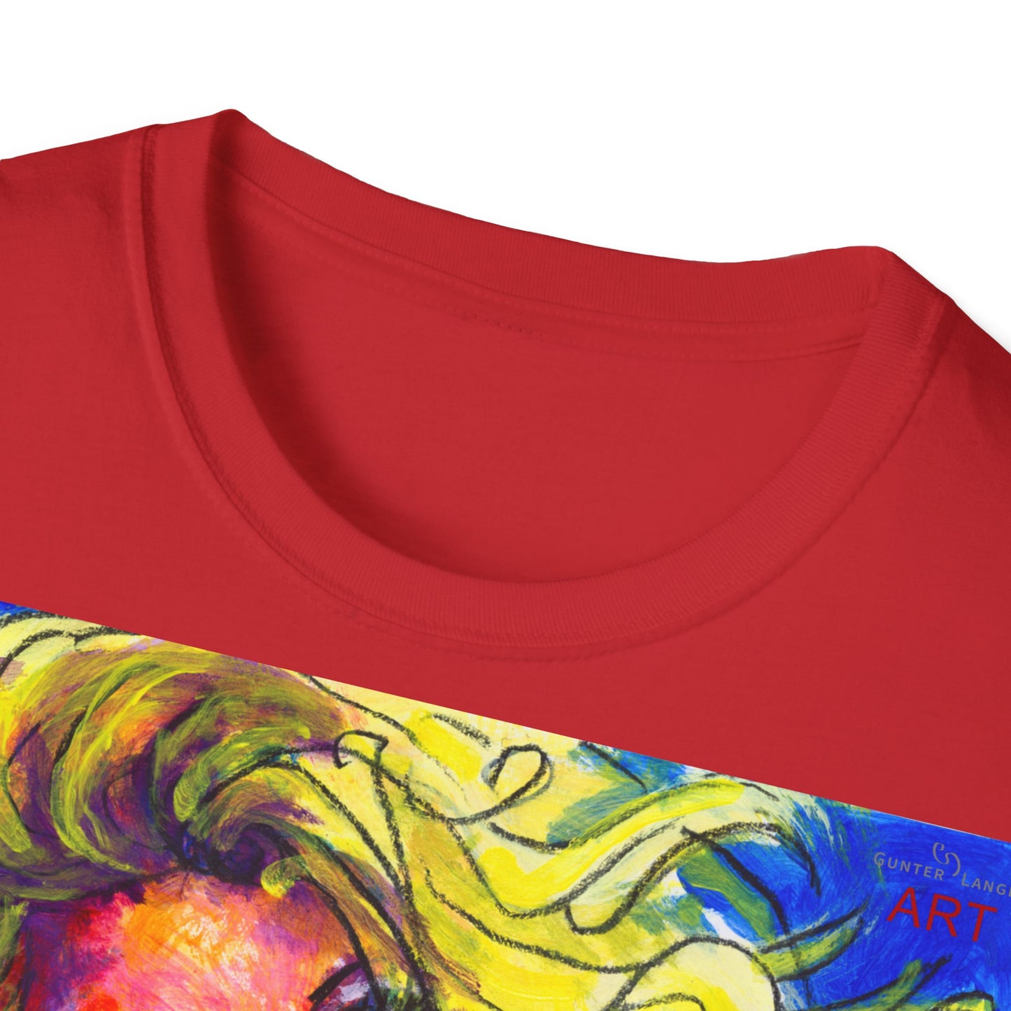 Unisex Softstyle T-Shirt - Motiv: Front Mascha, H 49cm sw, Neck Label