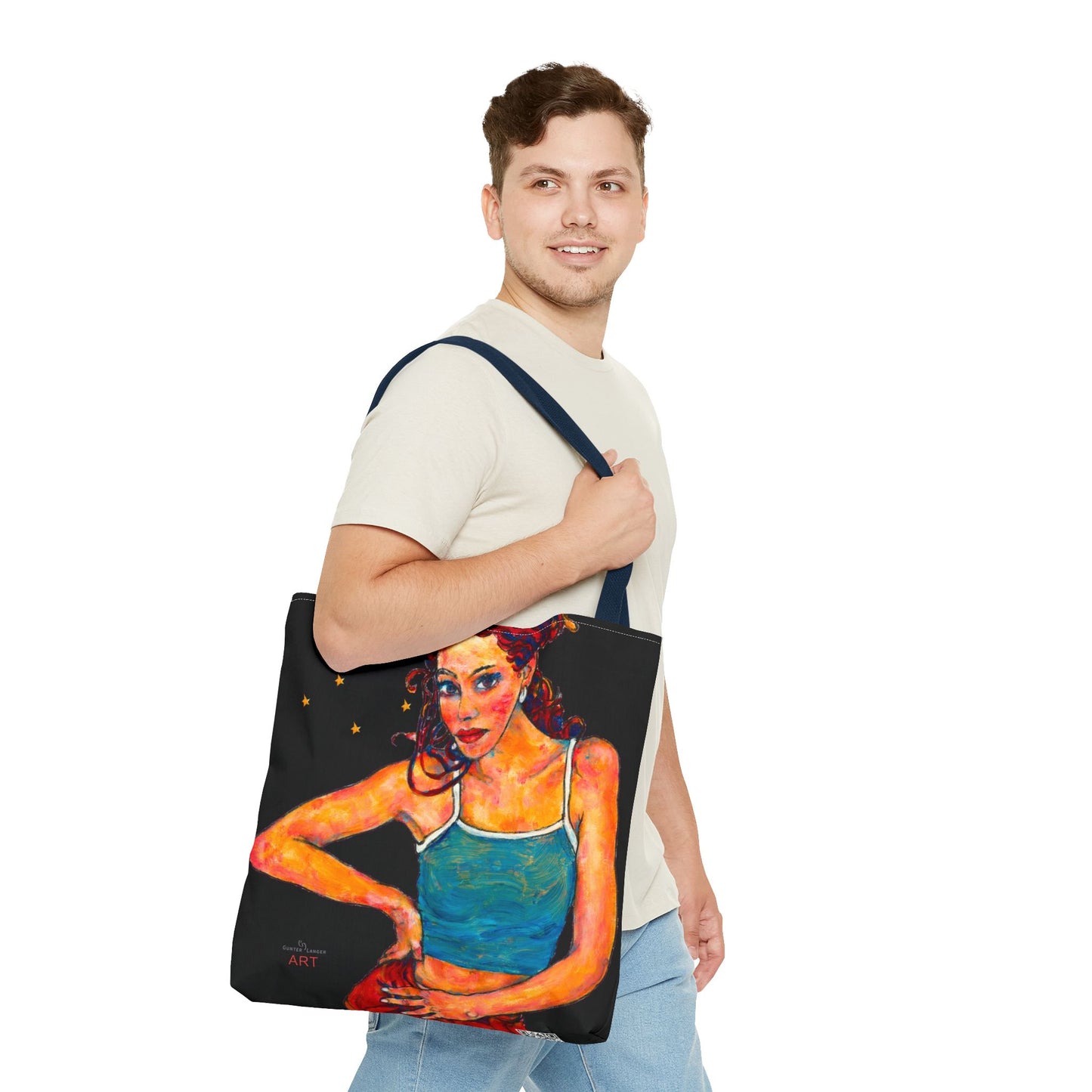 Tote Bag (AOP) - Motiv: Lea, Schwarz Sterne
