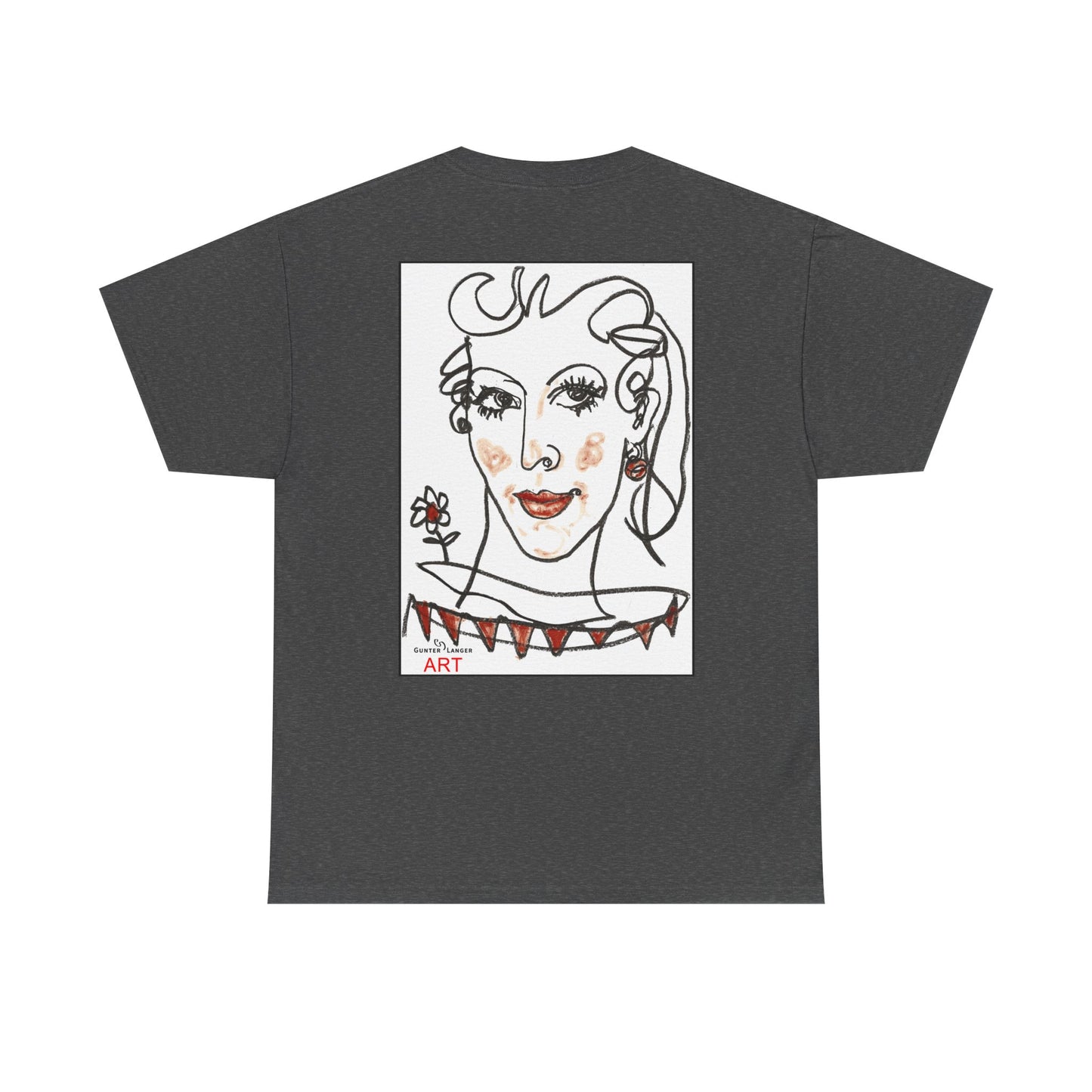 Unisex Heavy Cotton Tee - Motiv: Front Logo & Rückseite Lina, Neck Label
