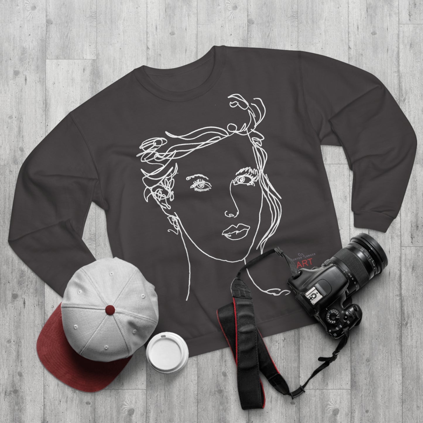 Unisex Crew Neck Sweatshirt (EU) - Motiv: Front Helena & Rückseite Helena, H 49,45 cm, (weiß)