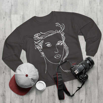 Unisex Crew Neck Sweatshirt (EU) - Motiv: Front Helena & Rückseite Helena, H 49,45 cm, (weiß)