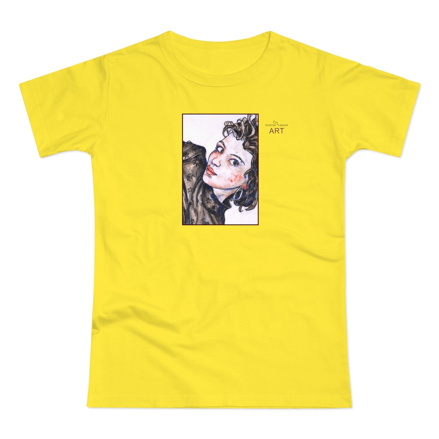 Single Jersey Women's T-shirt - hell - Motiv: Front Annette, H 20 cm & Rückseite Annette, H 35,56 cm