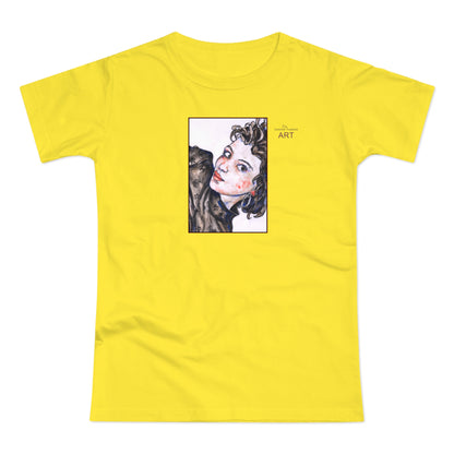 Single Jersey Women's T-shirt - hell - Motiv: Front Annette, H 20 cm & Rückseite Annette, H 35,56 cm