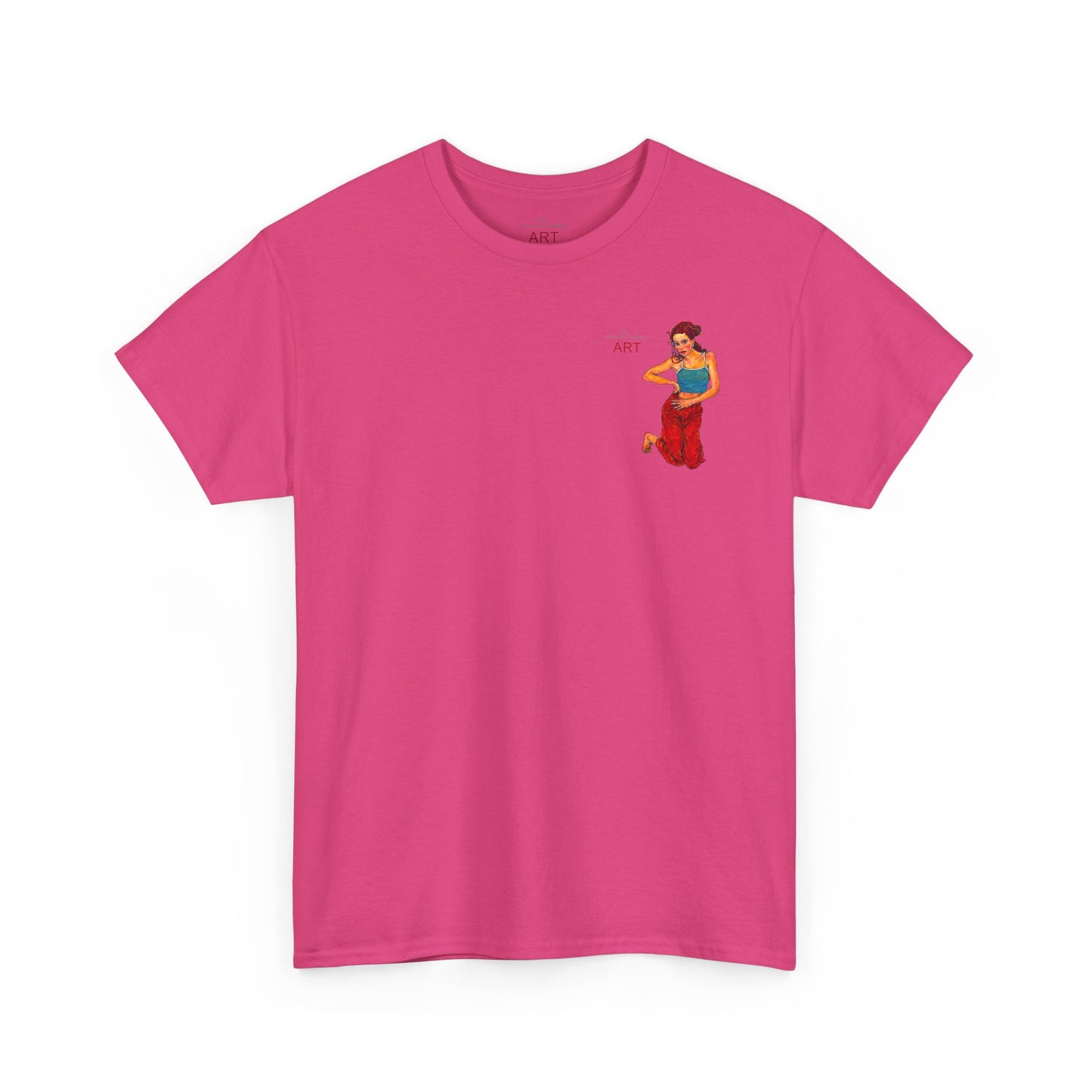 Unisex Heavy Cotton Tee - Motiv: Front, Lea, H 13cm & Rückseite, Lea A02, Ranken, 40 cm, Neck Label