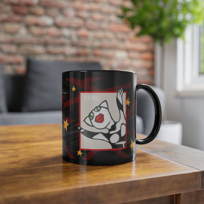 Black Coffee Cup, 11oz - Motiv: Miau, Kasten & Mikado Schwarz 2