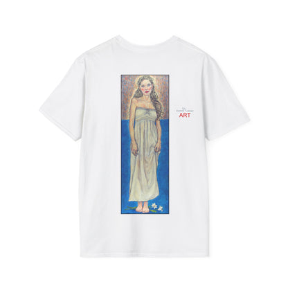 Unisex Softstyle T-Shirt - Motiv: Front Marie, H25 cm & Rückseite Marie, H 49 cm, Neck Label