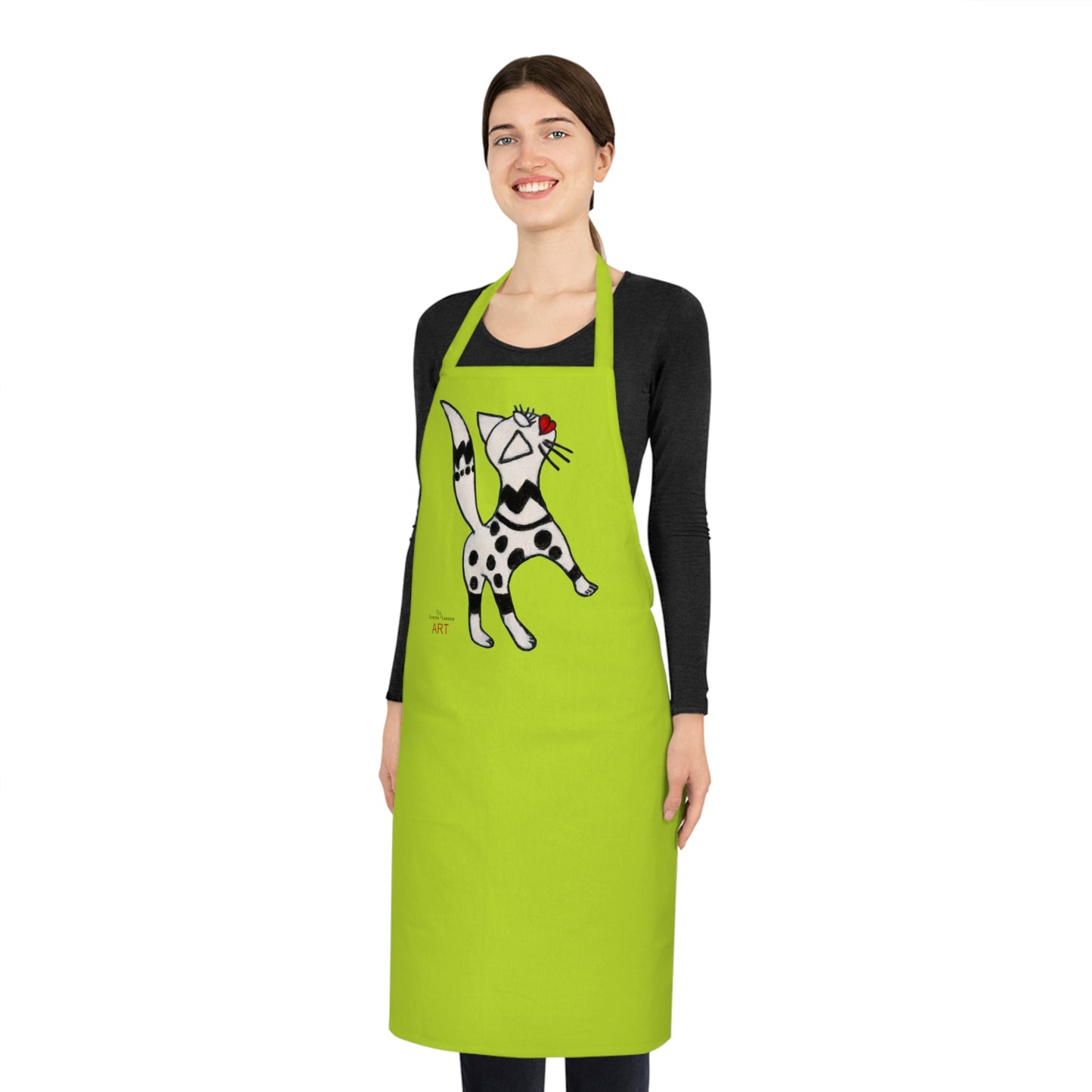 Cotton Apron - Motiv: Katze steht, H 31,64 cm