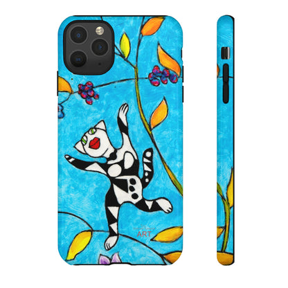 Tough Cases - iPhone - Motiv: Karierte Katze hüpft