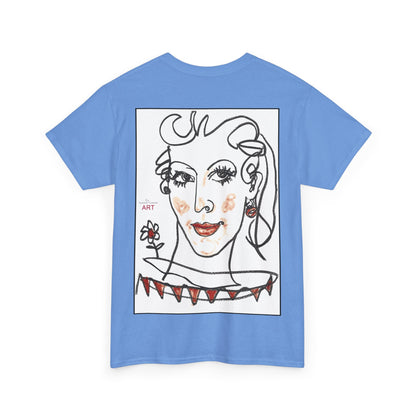 Unisex Heavy Cotton Tee - Motiv:  Front Lina H 11 cm & Rückseite Lina, H 49 cm, Neck Label