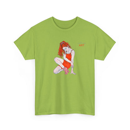 Unisex Heavy Cotton Tee - Motiv:  Front Julia, H25 cm & Rückseite Julia, H 49 cm