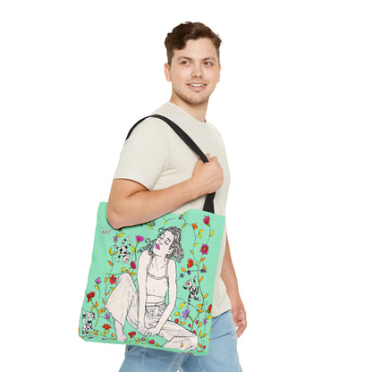 Tote Bag (AOP) - Motiv: Carolin sw auf dklgrün