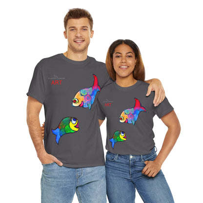 Unisex Heavy Cotton Tee - Motiv: Front Zwei Fische zueinander