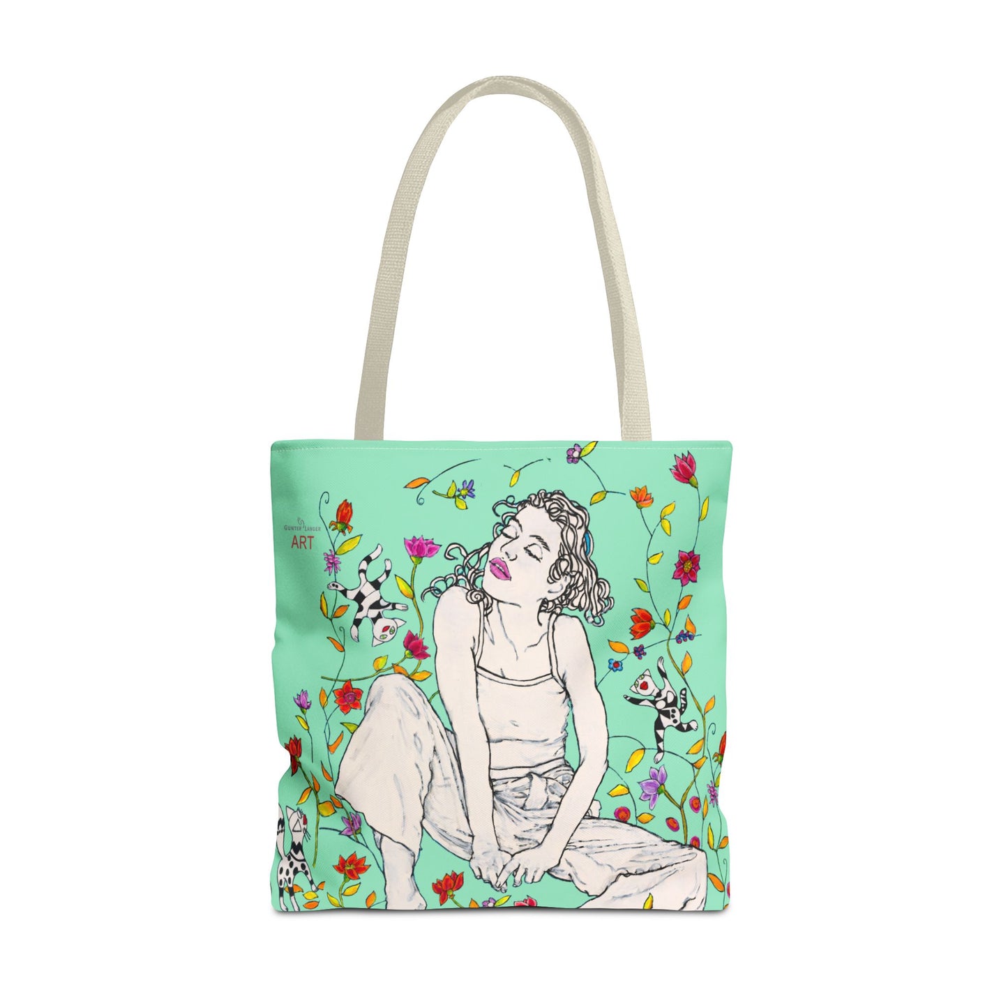 Tote Bag (AOP) - Motiv: Carolin sw auf dklgrün