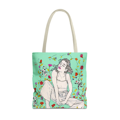 Tote Bag (AOP) - Motiv: Carolin sw auf dklgrün