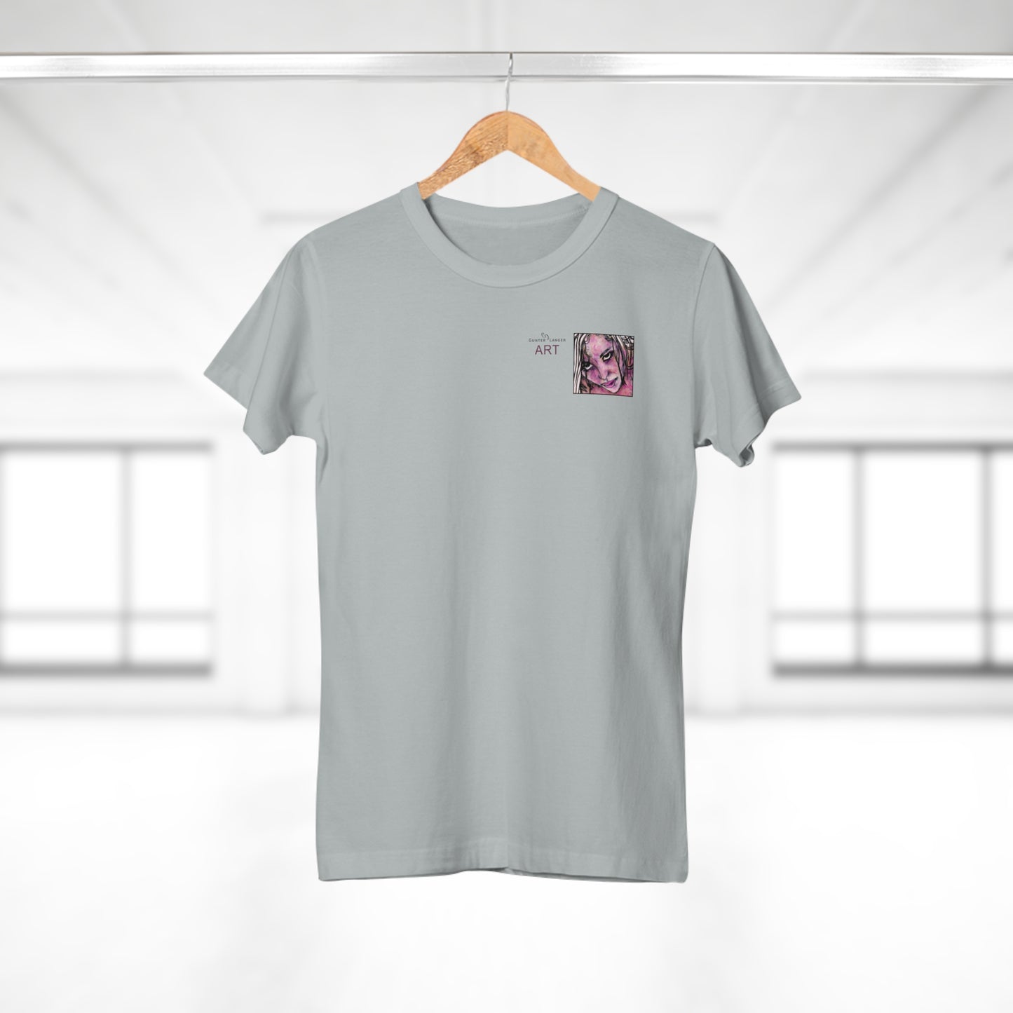 Single Jersey Women's T-shirt - hell - Motiv: Stella, Ausschnitt, H 6,3 cm