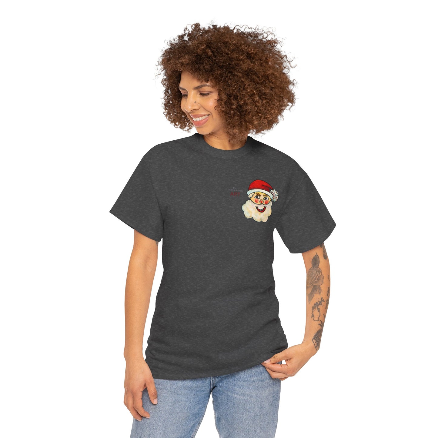 Unisex Heavy Cotton Tee - Motiv: Weihnachtsmann, H 13 cm