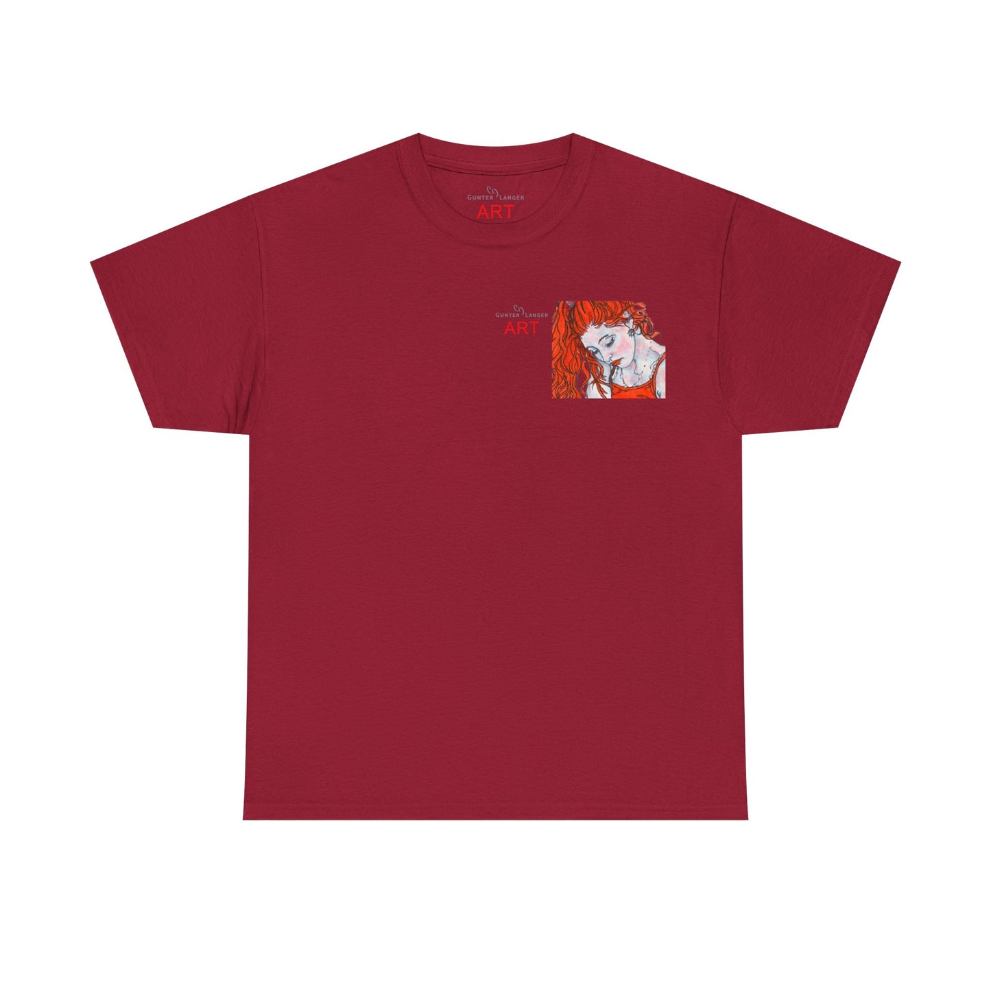 Unisex Heavy Cotton Tee - Motiv:  Front Julia, Ausschnitt & Rückseite Julia, H 49 cm, Aura, N-Label