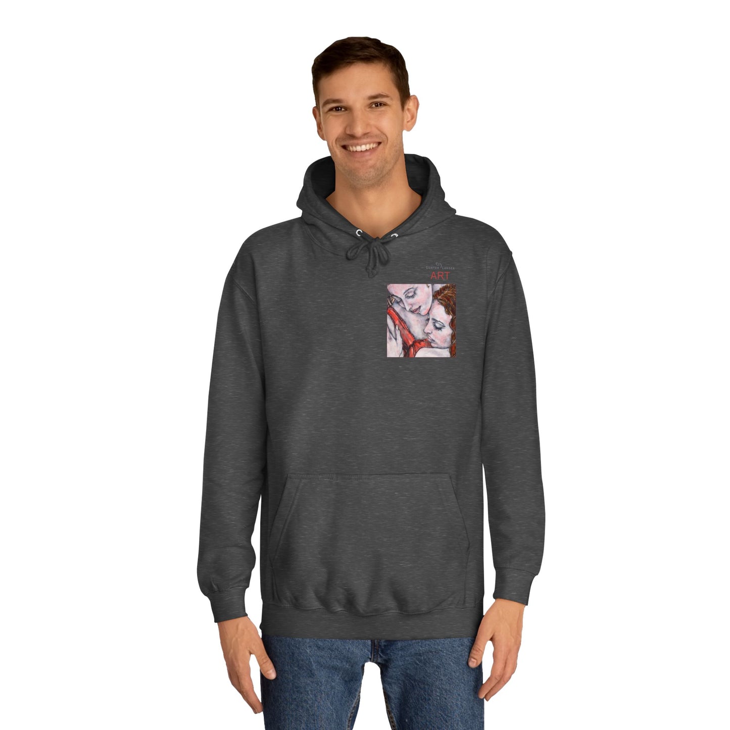 Unisex College Hoodie - Motiv: Front Bei dir & Rückseite Bei dir (gerahmt)