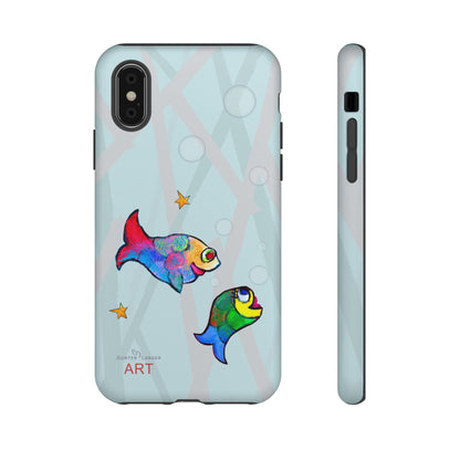 Tough Cases - iPhone - Motiv: "Fische", Mikado blau