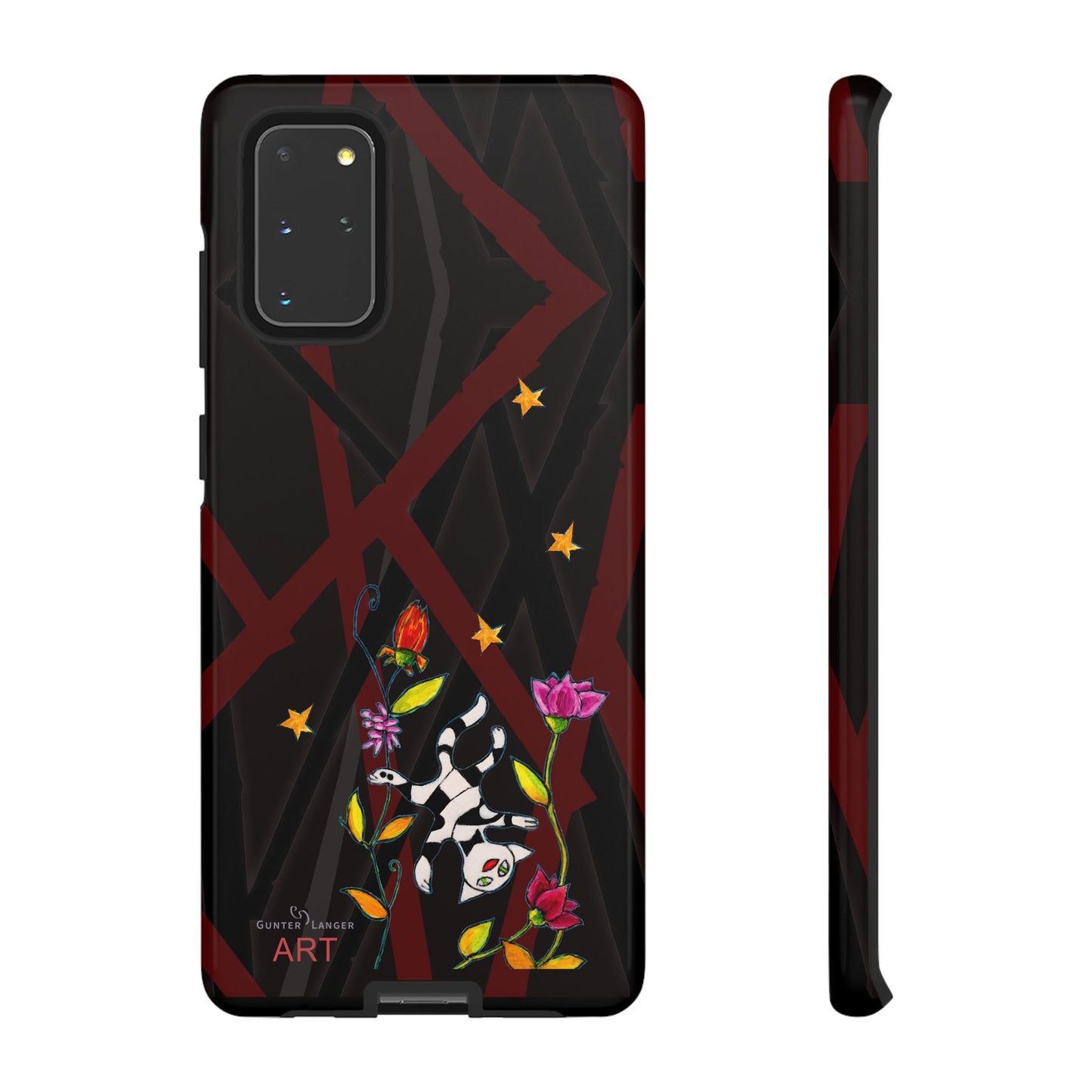 Tough Cases - Google Pixel - Samsung Galaxy - Motiv: Katze schwebt und Ranken, H 7,73 cm, Mikado3