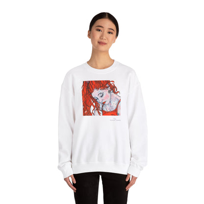 Unisex Heavy Blend™ Crewneck Sweatshirt - Motiv: Front Julia (Ausschnitt, 21,5 cm) & Rückseite Julia, H 43 cm