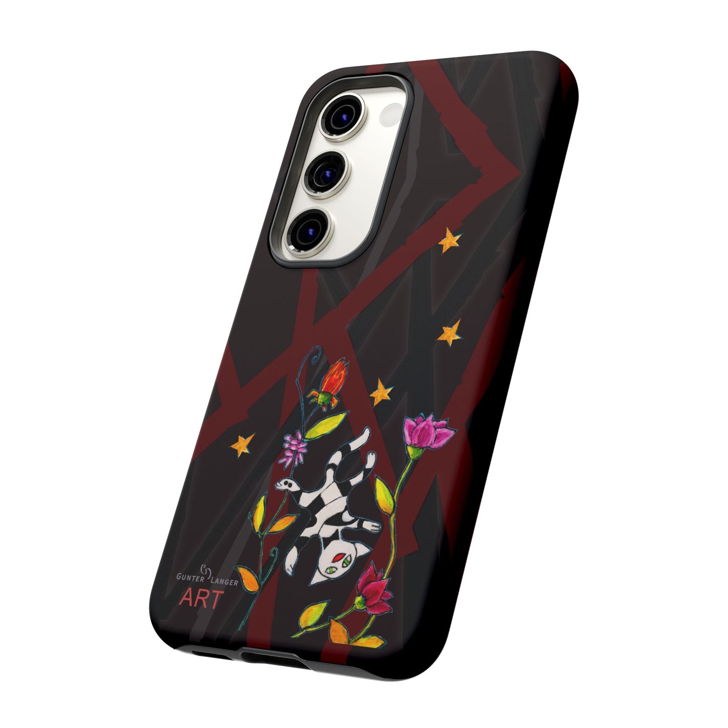 Tough Cases - Google Pixel - Samsung Galaxy - Motiv: Katze schwebt und Ranken, H 7,73 cm, Mikado3